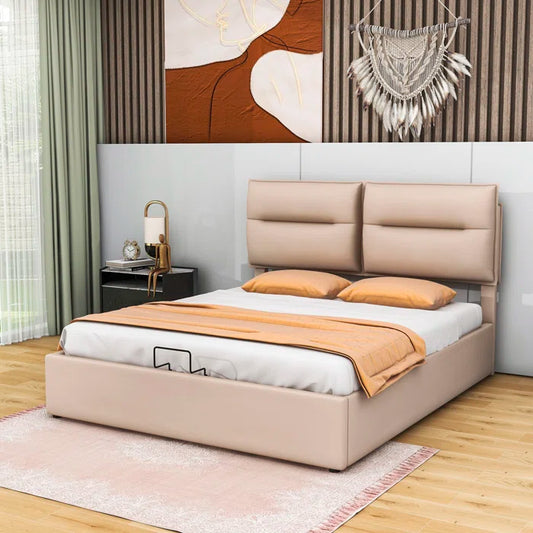 Hydraulic Bed: Upholstered Platform bed with a Hydraulic Storage System
