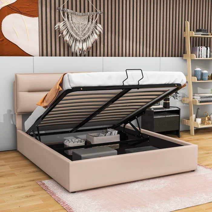 Hydraulic Bed: Upholstered Platform bed with a Hydraulic Storage System