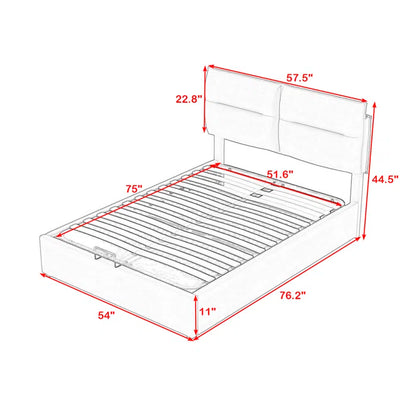 Hydraulic Bed: Upholstered Platform bed with a Hydraulic Storage System