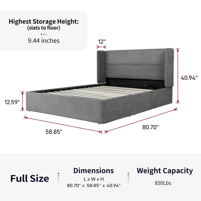 Hydraulic Bed: Upholstered Storage Bed