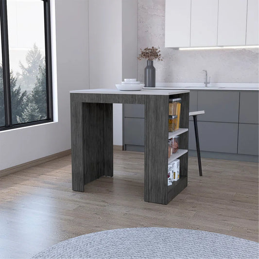 Kitchen Island Table: Rustic Handcrafted Mountain Peaks Kitchen Cart with Shelves