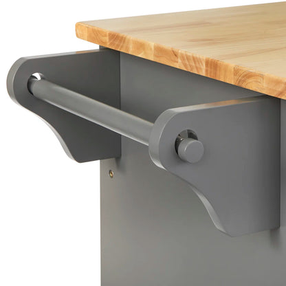 Kitchen Island Table with Solid Wood Countertop, Storage Cabinets &amp; Casters – 52-Inch Classic Design
