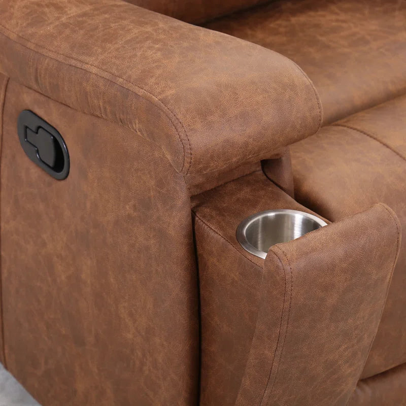 Luxury Sofa Sets: 3-Piece Faux Leather Reclining Sofa Set with Cup Holders