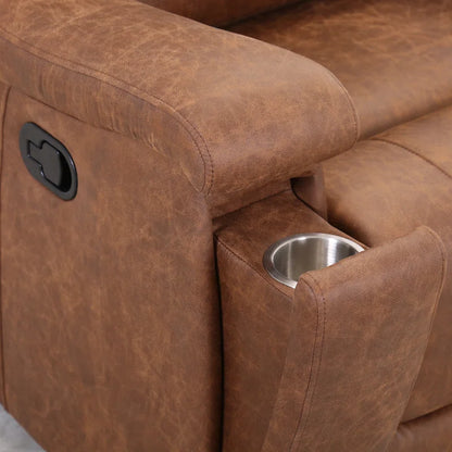 Luxury Sofa Sets: 3-Piece Faux Leather Reclining Sofa Set with Cup Holders