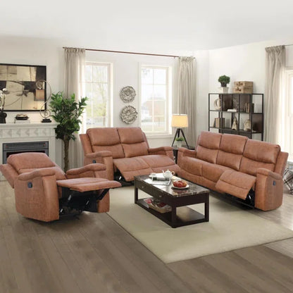 Luxury Sofa Sets: 3-Piece Faux Leather Reclining Sofa Set with Cup Holders