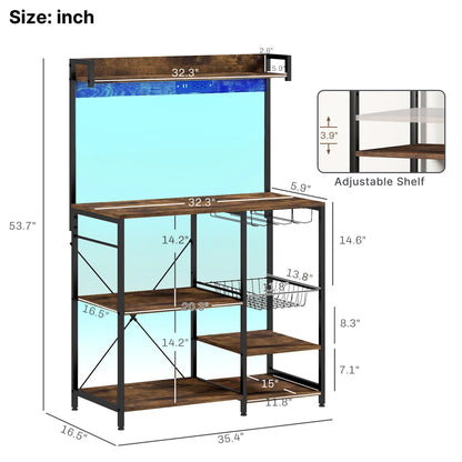 Kitchen Racks: Industrial Baker's Rack with LED Lighting, Power Outlet, and Kitchen Storage