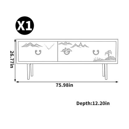 tv panel: Italian style retro high-footed tv panel
