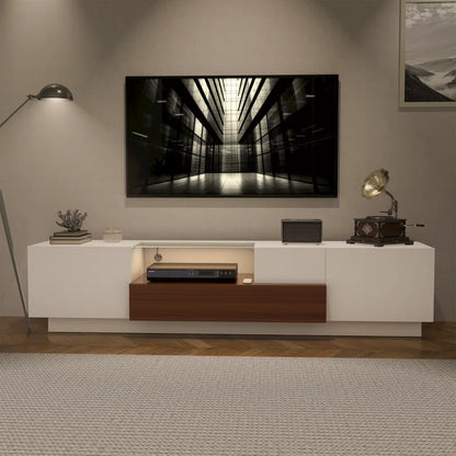 tv panel: LED TV Console with Storage Cabinets and Modern Entertainment Center Design