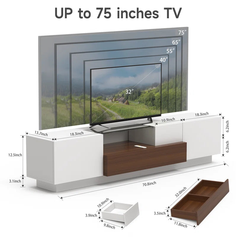 tv panel: LED TV Console with Storage Cabinets and Modern Entertainment Center Design