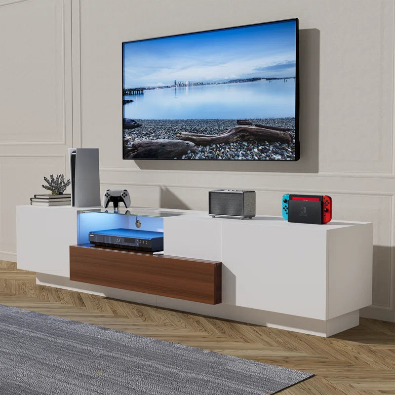 tv panel: LED TV Console with Storage Cabinets and Modern Entertainment Center Design