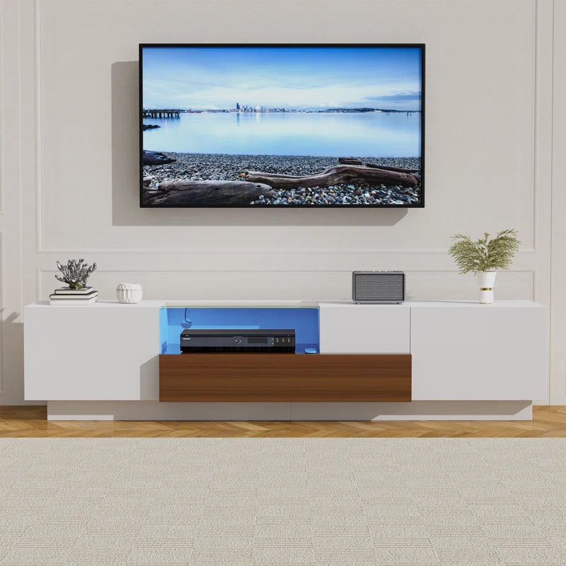 tv panel: LED TV Console with Storage Cabinets and Modern Entertainment Center Design