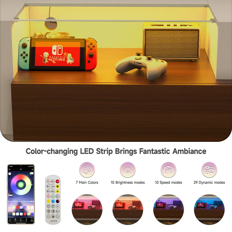 tv panel: LED TV Console with Storage Cabinets and Modern Entertainment Center Design