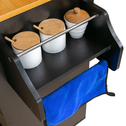 Kitchen Island Table with Drop Leaf, Drawers, Cabinet &amp; Wheels – 43.7 Inch with Ample Storage