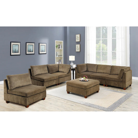 7 Seater Sofa Set: Chenille Modular Sectional with 3 Corner Set