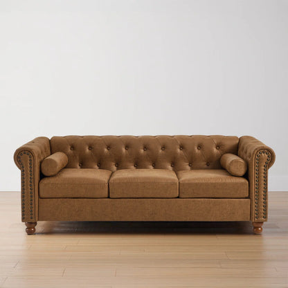 7 Seater Sofa Set: 3-Piece Fabric Leather Living Room Set