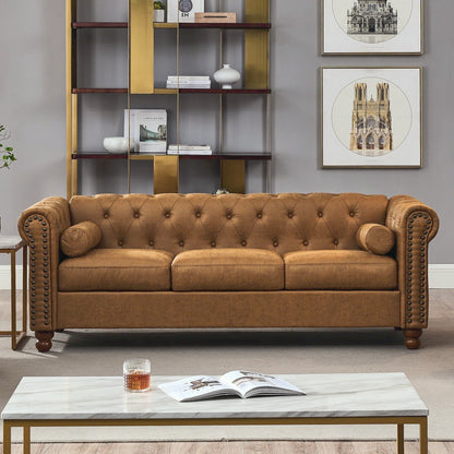 7 Seater Sofa Set: 3-Piece Fabric Leather Living Room Set
