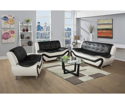 Luxury Sofa Sets: Minimalist Faux Leather 3-Piece Sofa Set – Sofa, Loveseat & Chair
