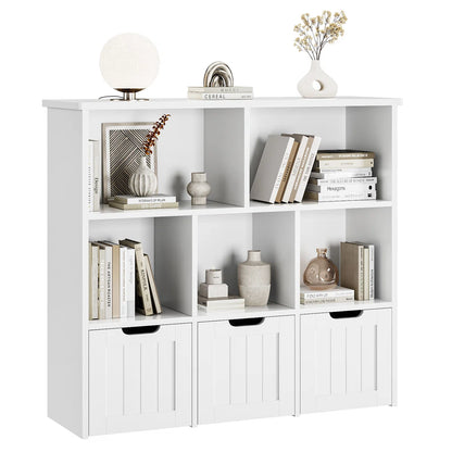 Kids Toy Storage Unit: 39.4'' Wide Engineered Wood Toy Organiser with Drawers, Shelves & Wheels