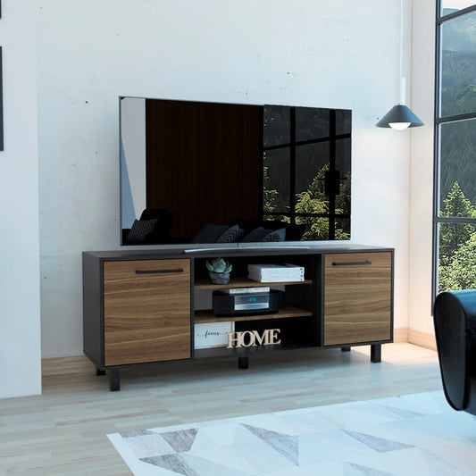 tv panel: Modern tv panel with Six External Shelves, Double Door Cabinet, Storage Spaces For TV´S Up 37"