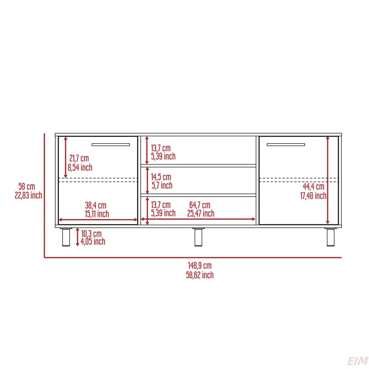 tv panel: Modern tv panel with Six External Shelves, Double Door Cabinet, Storage Spaces For TV´S Up 37"