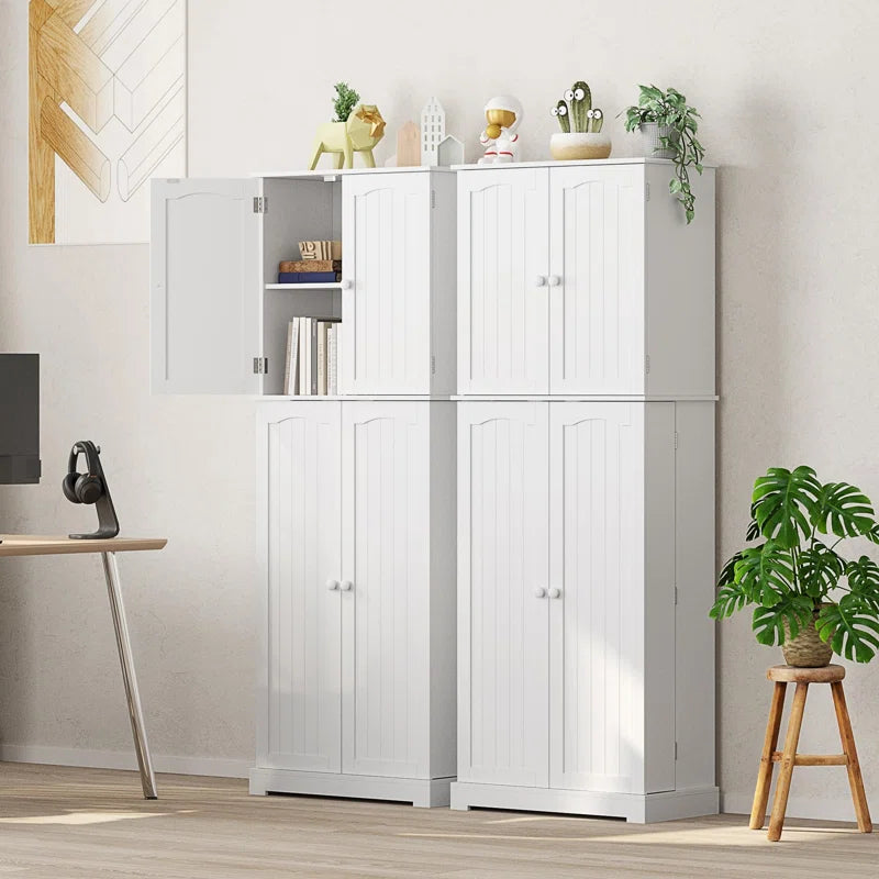 Microwave Stands: Microwave Stand with Storage – 64" Tall Kitchen Pantry with 10 Door Shelves