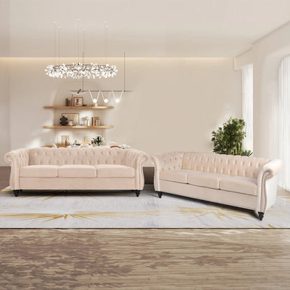 7 Seater Sofa Set: 84'' Upholstered Sofa for Stylish & Compact Living Room