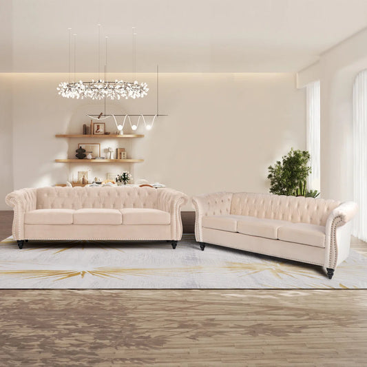 7 Seater Sofa Set: 84'' Upholstered Sofa for Stylish & Compact Living Room