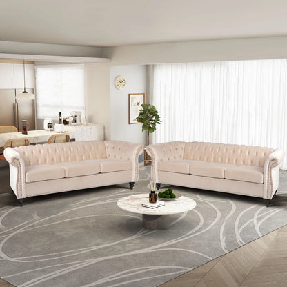 7 Seater Sofa Set: 84'' Upholstered Sofa for Stylish & Compact Living Room