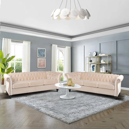 7 Seater Sofa Set: 84'' Upholstered Sofa for Stylish & Compact Living Room
