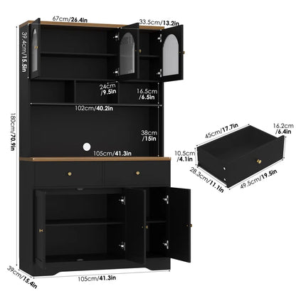 Microwave Stands: 70.9"H Kitchen Pantry With Microwave stands