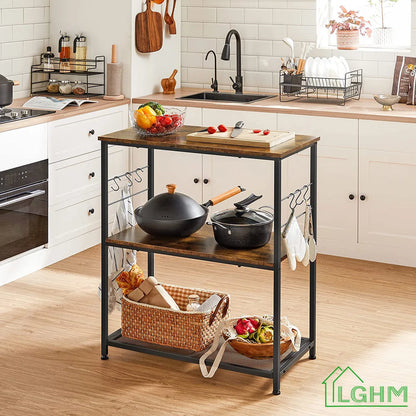 Kitchen Racks: 31.5'' Standard Baker's Rack Made of Wood and Compatible with Microwaves