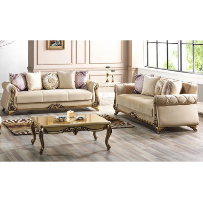 7 Seater Sofa Set: 2-Piece Velvet Living Room Sofa & Loveseat Combo