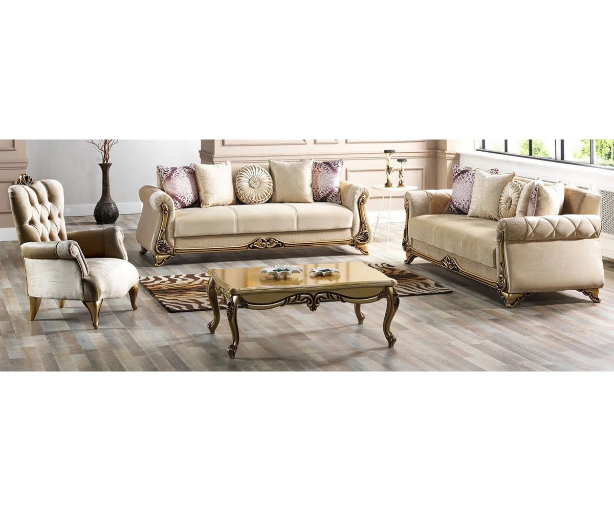 7 Seater Sofa Set: 2-Piece Velvet Living Room Sofa & Loveseat Combo