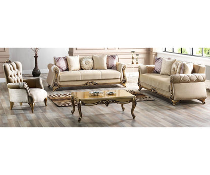 7 Seater Sofa Set: 2-Piece Velvet Living Room Sofa & Loveseat Combo