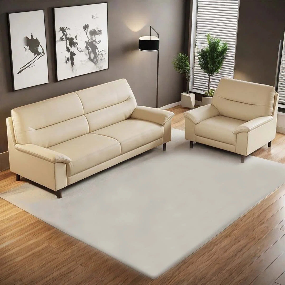 7 Seater Sofa Set: Luxurious Faux Leather Living Room Sofa
