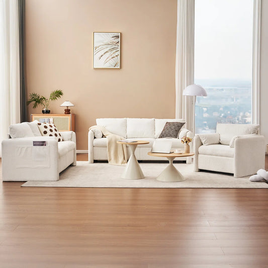 7 Seater Sofa Set: Modern Chenille Living Room Set with Cushioned Back for Ultimate Comfort