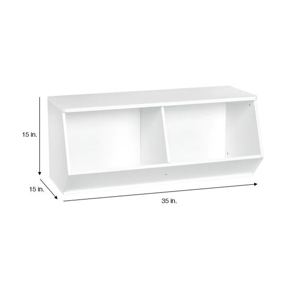 Kids Toy Storage Unit: 15.12'' Wide MDF Stackable Angled Organiser with 2 Compartments