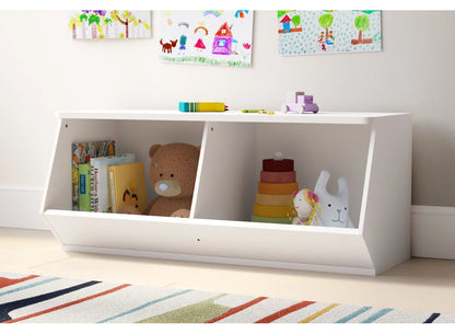 Kids Toy Storage Unit: 15.12'' Wide MDF Stackable Angled Organiser with 2 Compartments