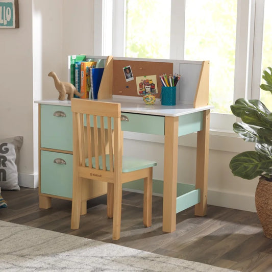 Kids Study Table: 35.8'' Writing Desk With Chair