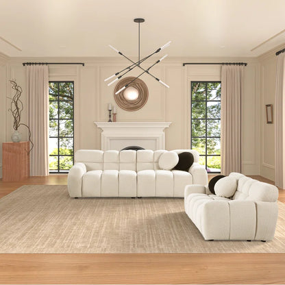 Luxury Sofa Sets: Cosy 2-Piece Sofa and Loveseat Set with Plush Bouclé Upholstery