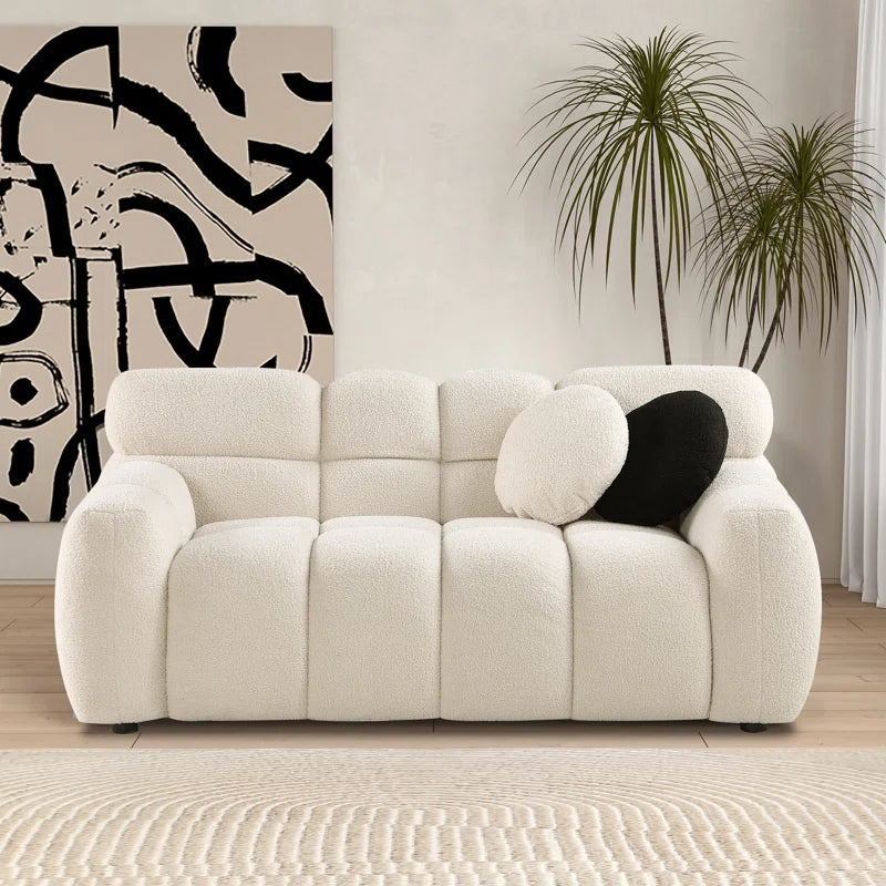 Luxury Sofa Sets: Cosy 2-Piece Sofa and Loveseat Set with Plush Bouclé Upholstery