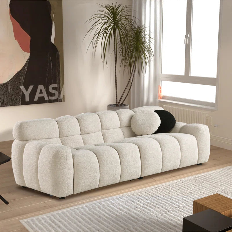Luxury Sofa Sets: Cosy 2-Piece Sofa and Loveseat Set with Plush Bouclé Upholstery