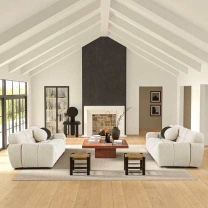 Luxury Sofa Sets: Cosy 2-Piece Sofa and Loveseat Set with Plush Bouclé Upholstery