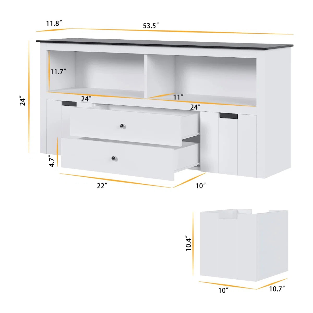 Kids Toy Storage Unit with Blackboard Top & 4-Box Organiser – White MDF Finish