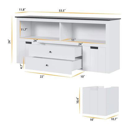 Kids Toy Storage Unit with Blackboard Top & 4-Box Organiser – White MDF Finish