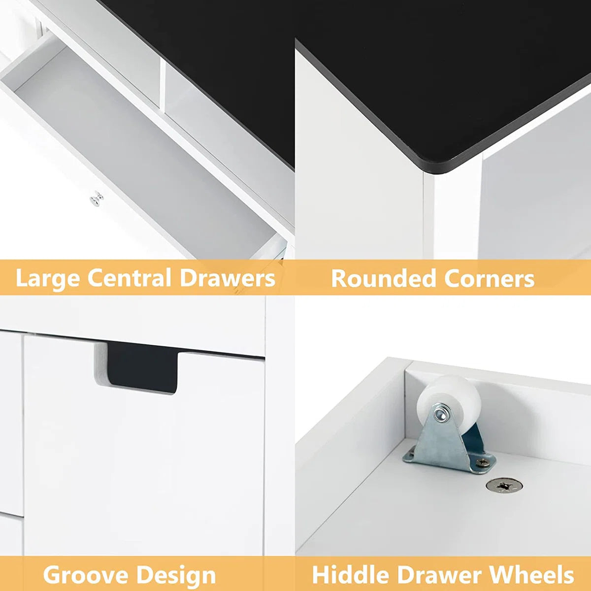 Kids Toy Storage Unit with Blackboard Top & 4-Box Organiser – White MDF Finish