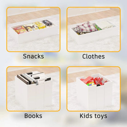 Kids Toy Storage Unit with Blackboard Top & 4-Box Organiser – White MDF Finish