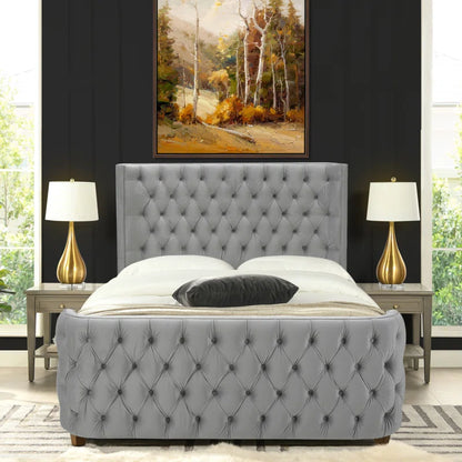 King Size Bed: New Design Upholstered Bed Gray