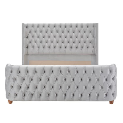 King Size Bed: New Design Upholstered Bed Gray