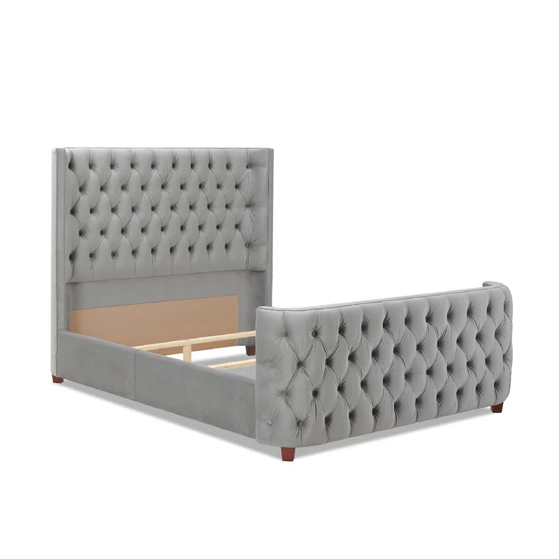 King Size Bed: New Design Upholstered Bed Gray